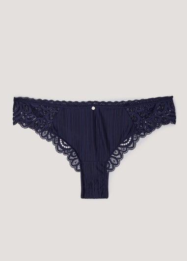 Navy Stripe Lace Brazilian Knickers