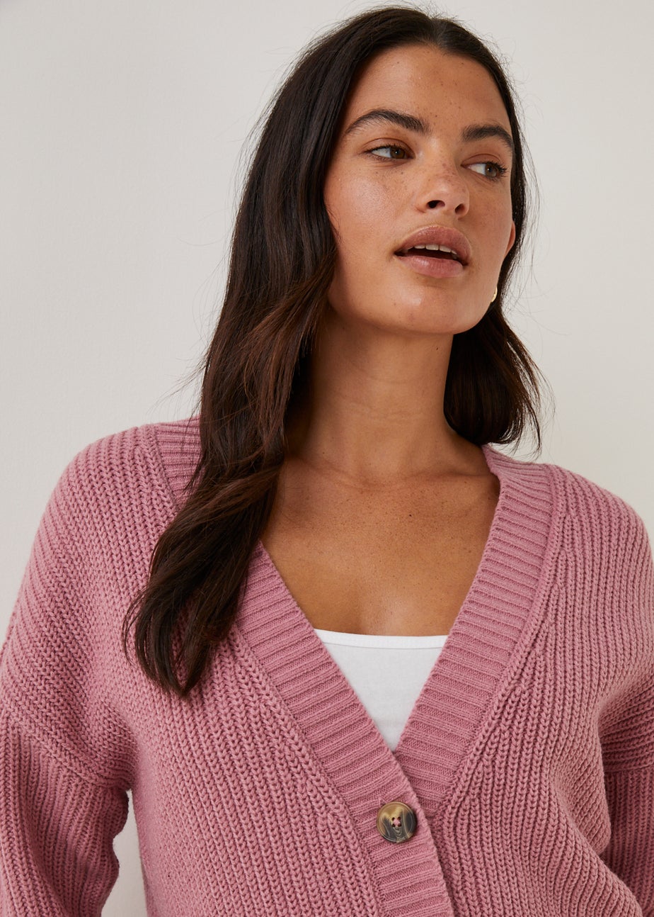 Pink Button Up Short Cardigan