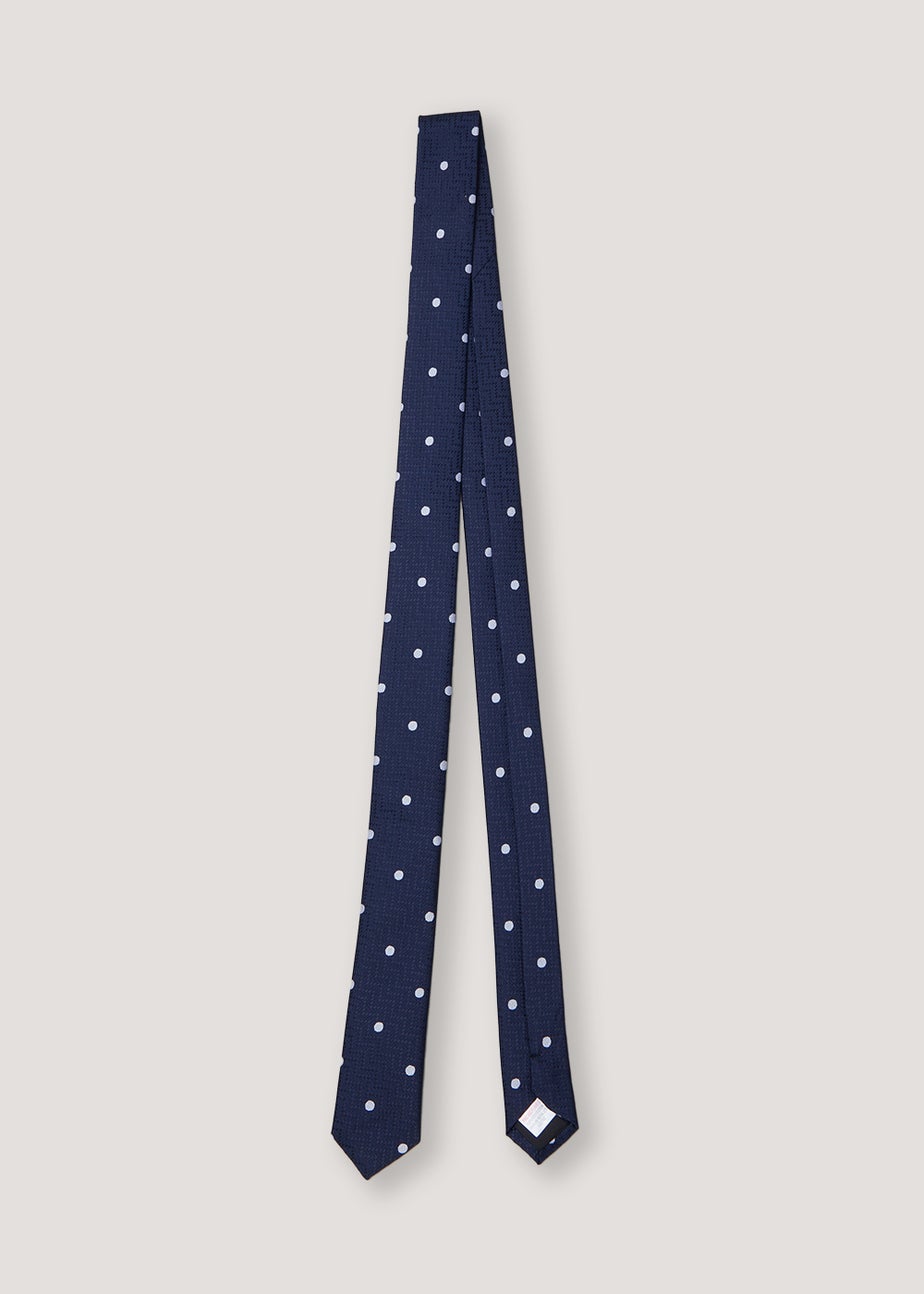 Boys Navy Polka Dot Tie (8-13yrs)