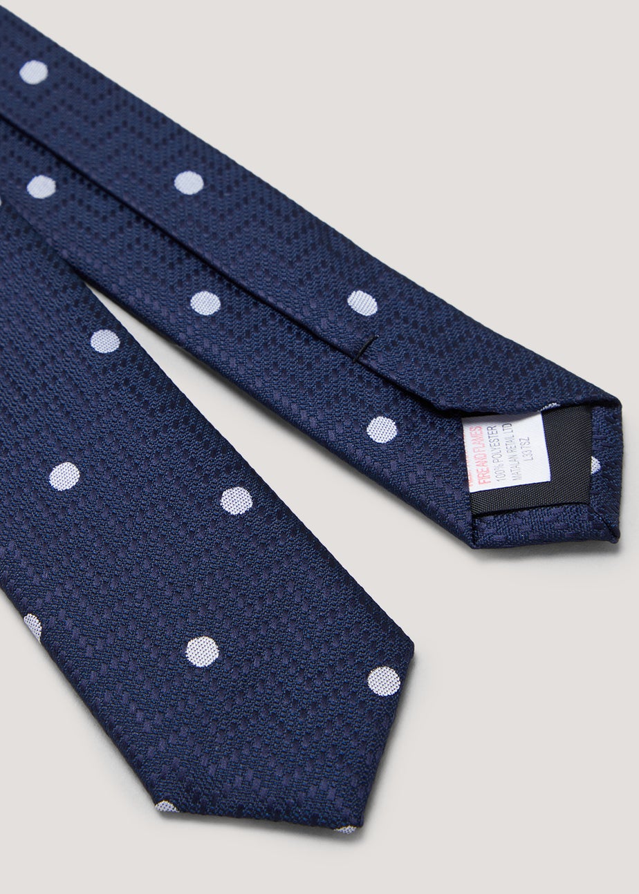 Boys Navy Polka Dot Tie (8-13yrs)
