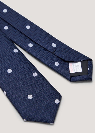 Boys Navy Polka Dot Tie (8-13yrs)