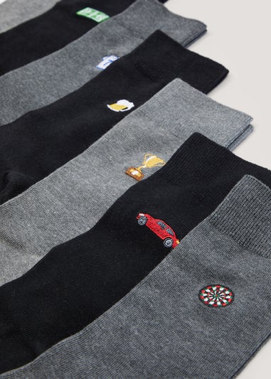 7 Pack Sports Embroidery Socks