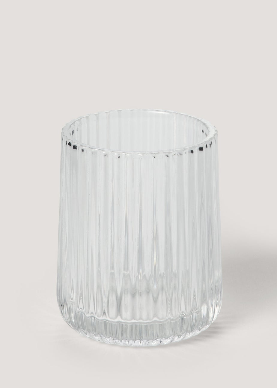 Clear Ribbed Glass Bathroom Tumbler