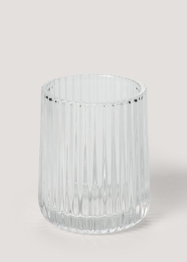 Clear Ribbed Glass Bathroom Tumbler