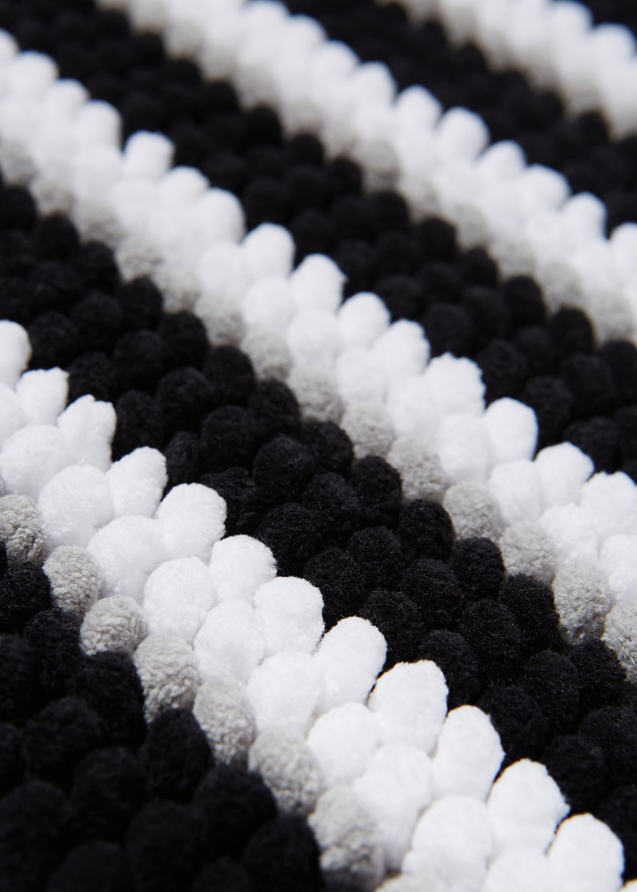 Monochrome Stripe Chenille Bath Mat