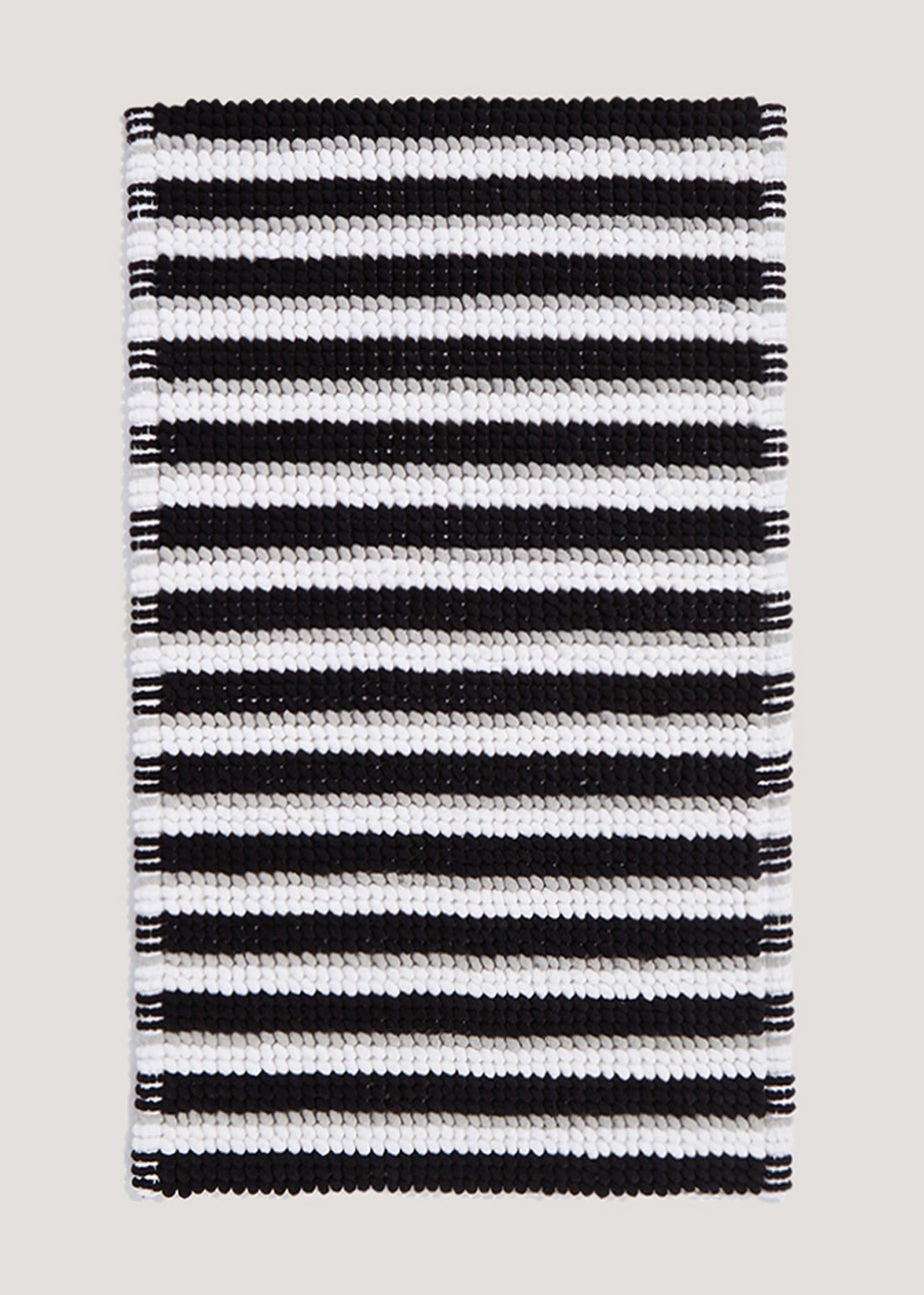 Monochrome Stripe Chenille Bath Mat