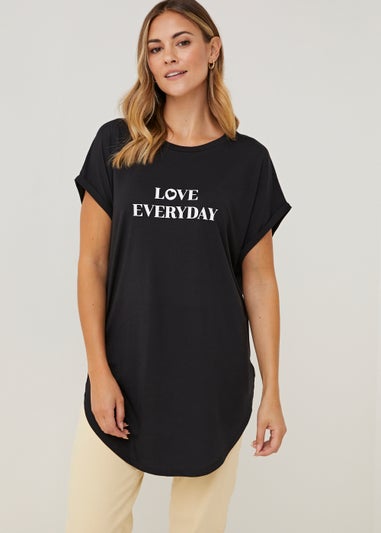 Black Love Everyday Longline Slogan T-Shirt