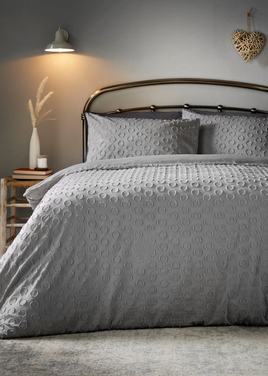 Grey Clipped Spot Duvet Cover
