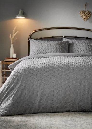 Grey Clipped Spot Duvet Cover