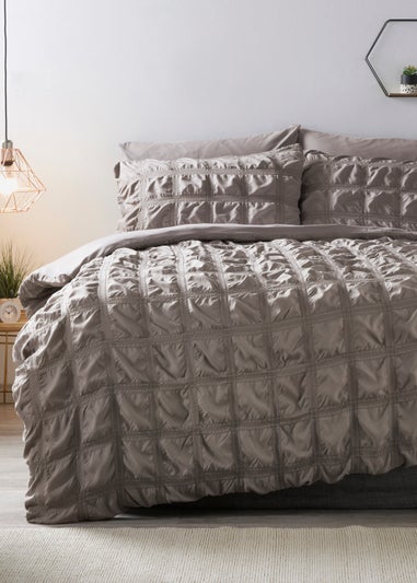 Grey Seersucker Duvet Cover