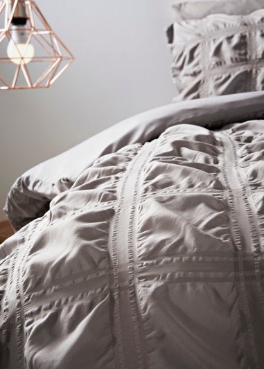 Grey Seersucker Duvet Cover