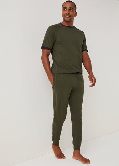 Khaki Tape Cuffed Lounge Joggers