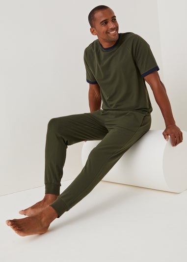 Khaki Tape Cuffed Lounge Joggers