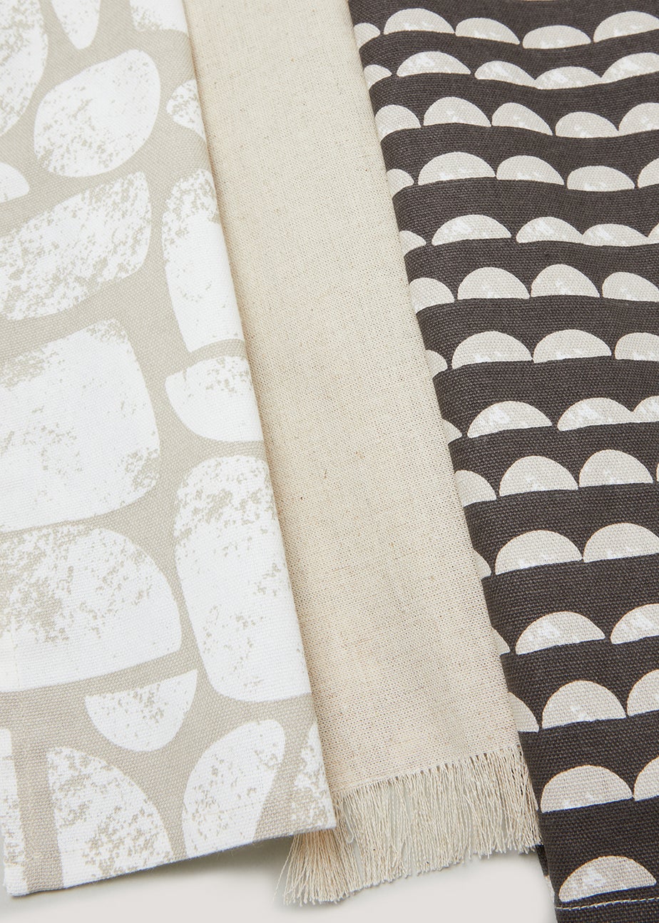 3 Pack Neutral Print Tea Towels (45cm x 60cm)