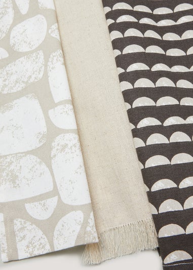 3 Pack Neutral Print Tea Towels (45cm x 60cm)
