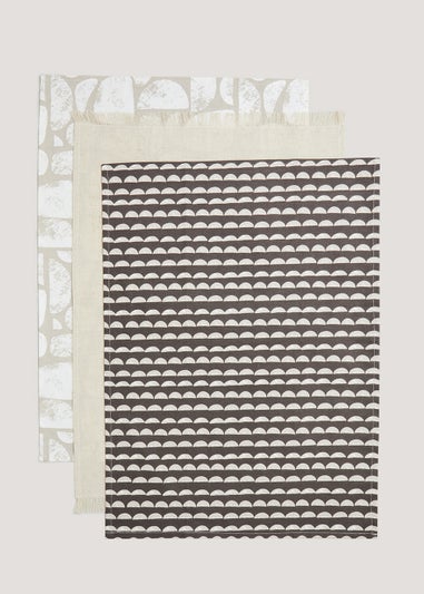 3 Pack Neutral Print Tea Towels (45cm x 60cm)