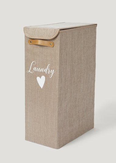 Beige Narrow Laundry Basket (40cm x 21cm x 60cm)