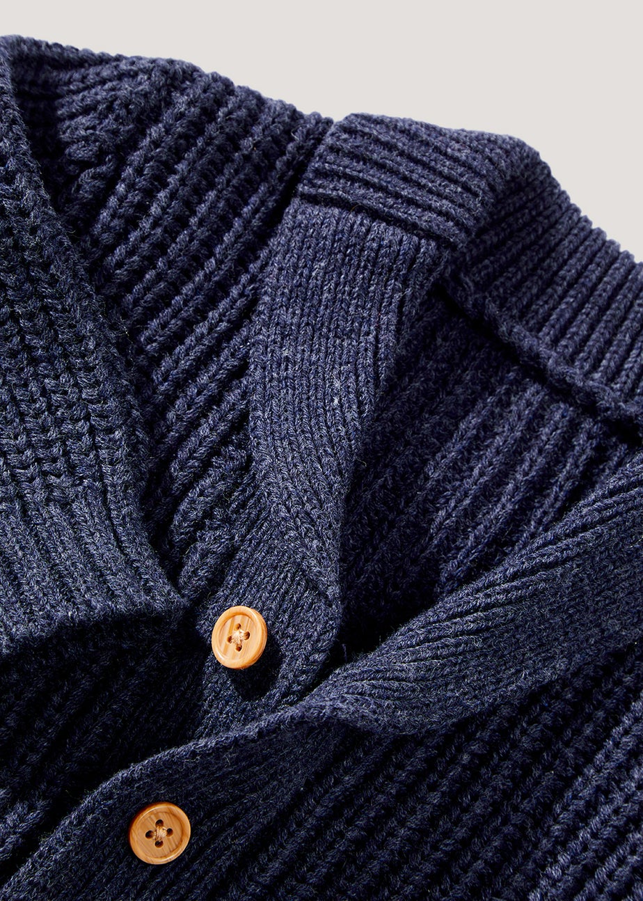 Baby Navy Fisherman Ribbed Cardigan (Newborn-23mths)