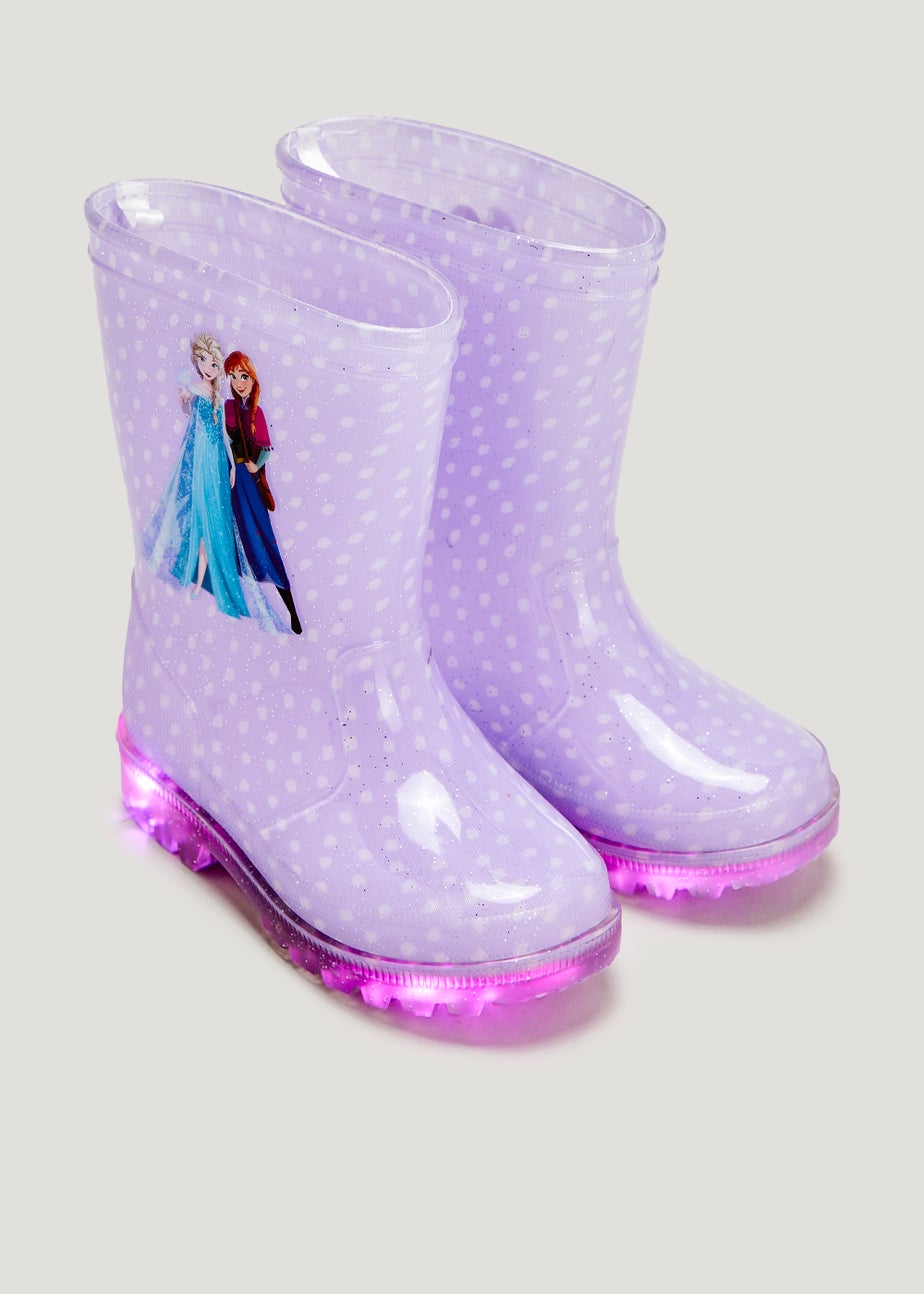 Girls Lilac Disney Frozen Light Up Wellies (Younger 4-12) Matalan