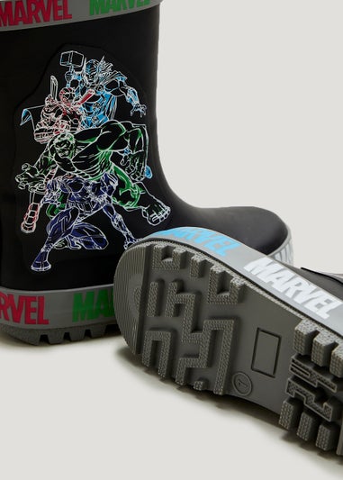 Boys Black Marvel Avengers Wellies (Younger 6-Older 2)