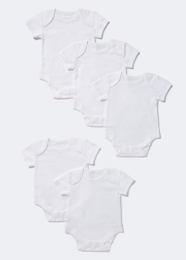 Baby 5 Pack White Bodysuits (Tiny Baby-23mths)