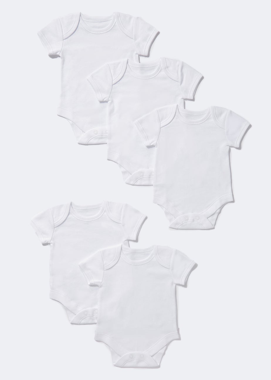 Baby 5 Pack White Bodysuits (Tiny Baby-23mths)