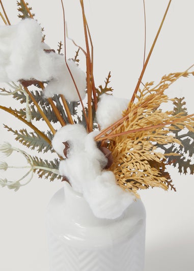 Dried Flowers in White Vase (35cm x 9cm)