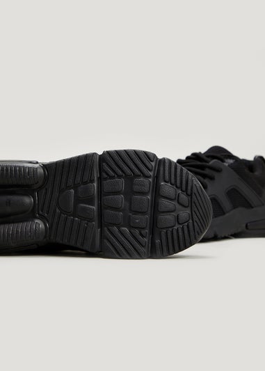 Kids Black Mesh Lace Up Trainers (Younger 10-Older 6)