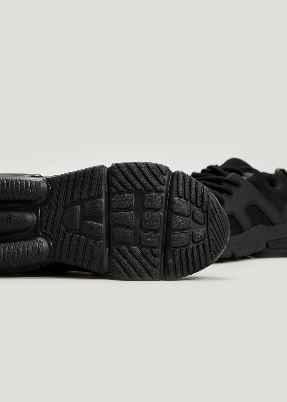 Kids Black Mesh Lace Up Trainers (Younger 10-Older 6)