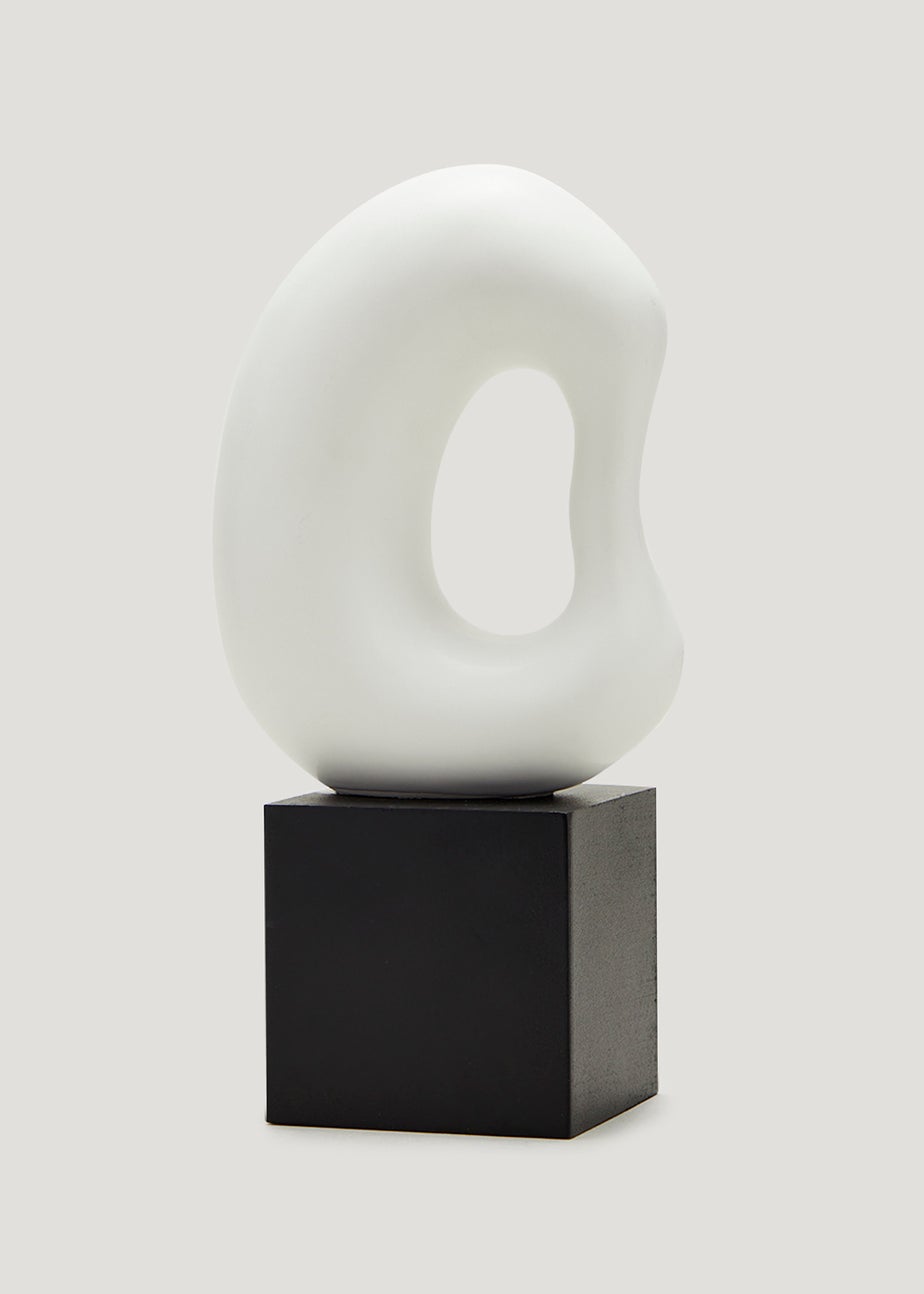White Abstract Sculpture on Stand (14cm x 9cm x 26cm)