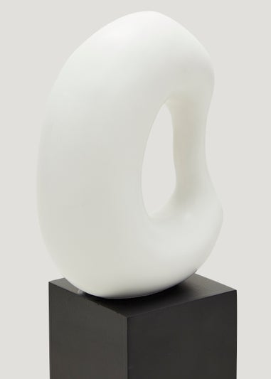 White Abstract Sculpture on Stand (14cm x 9cm x 26cm)
