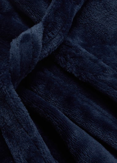 Boys Navy Fleece Hooded Dressing Gown (9mths-11yrs)