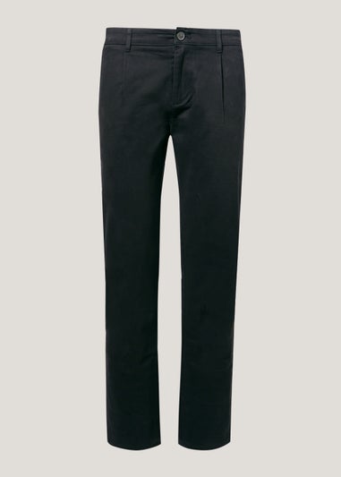 Black Slim Fit Pleated Chinos