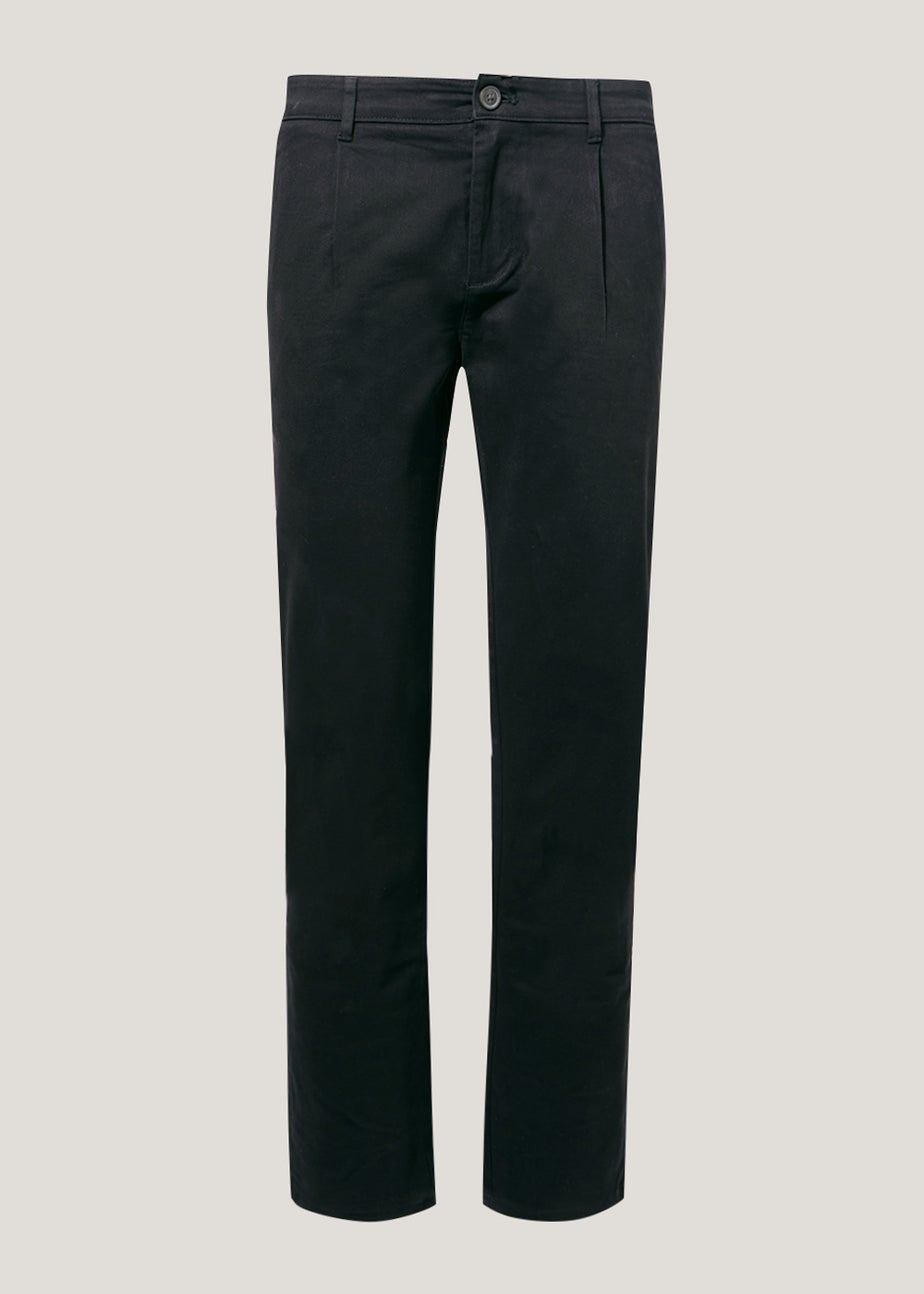 Black Slim Fit Pleated Chinos