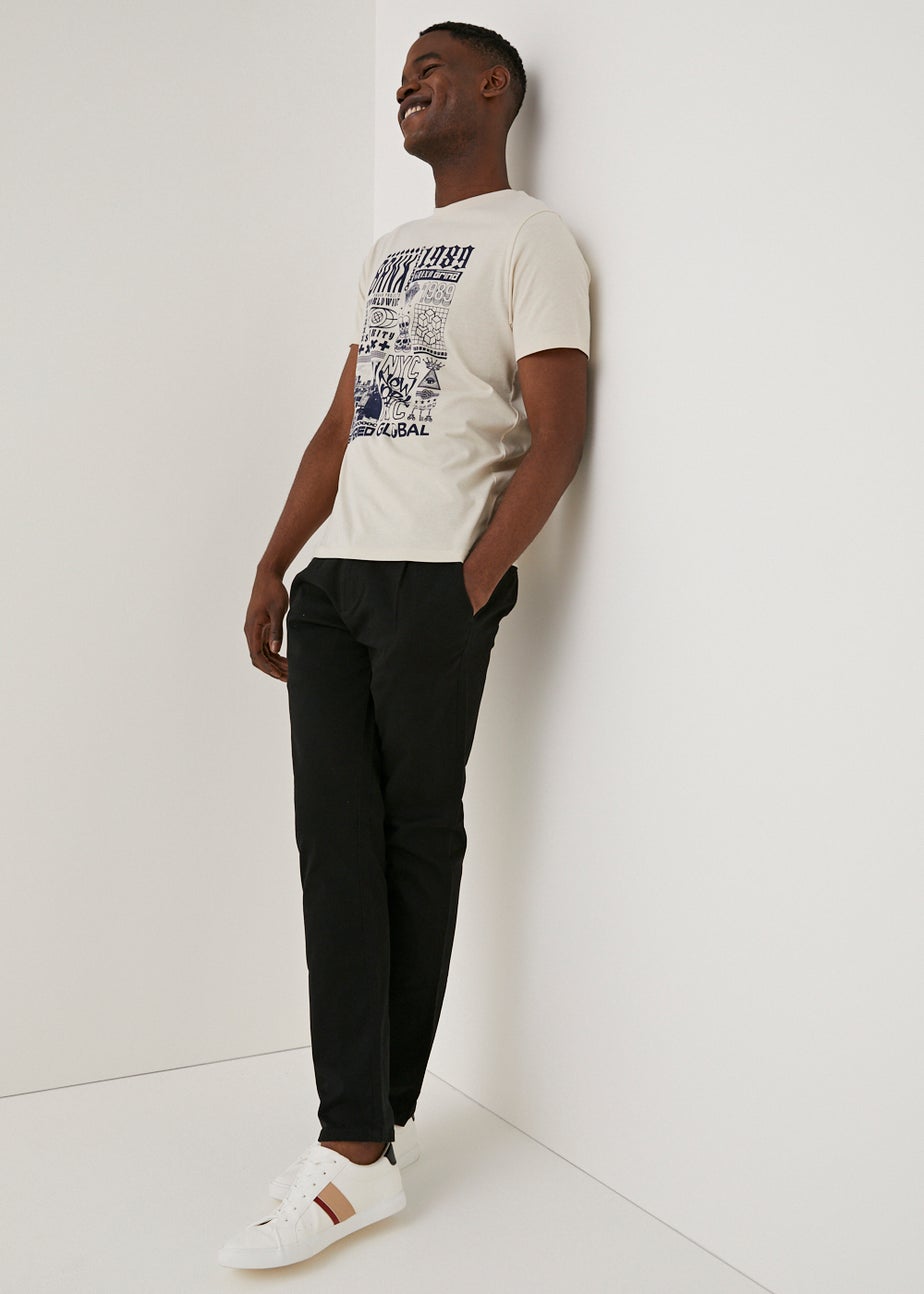 Black Slim Fit Pleated Chinos