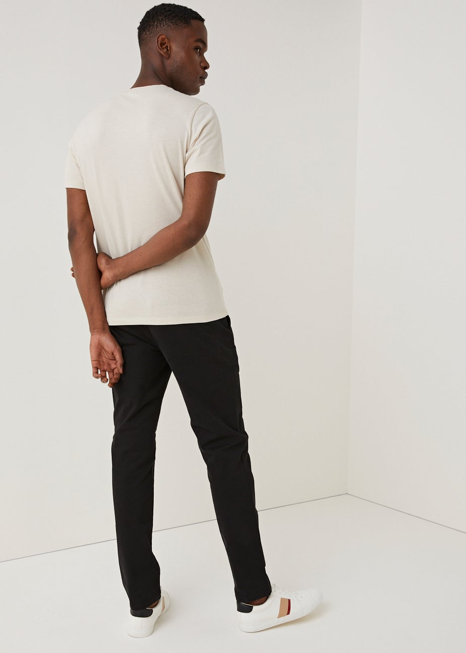 Black Slim Fit Pleated Chinos