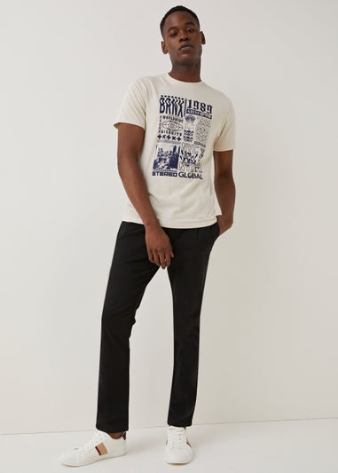 Black Slim Fit Pleated Chinos