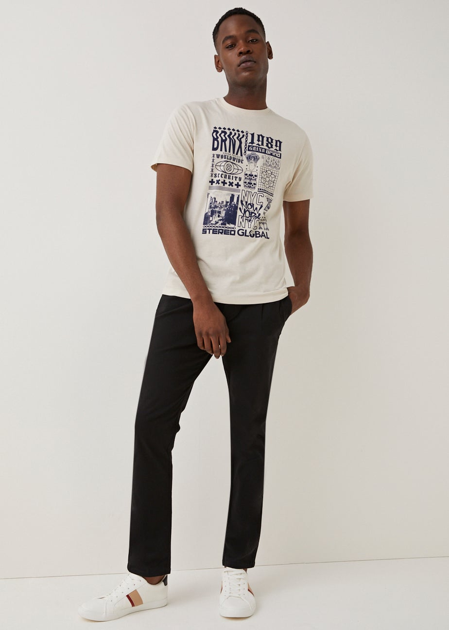 Black Slim Fit Pleated Chinos