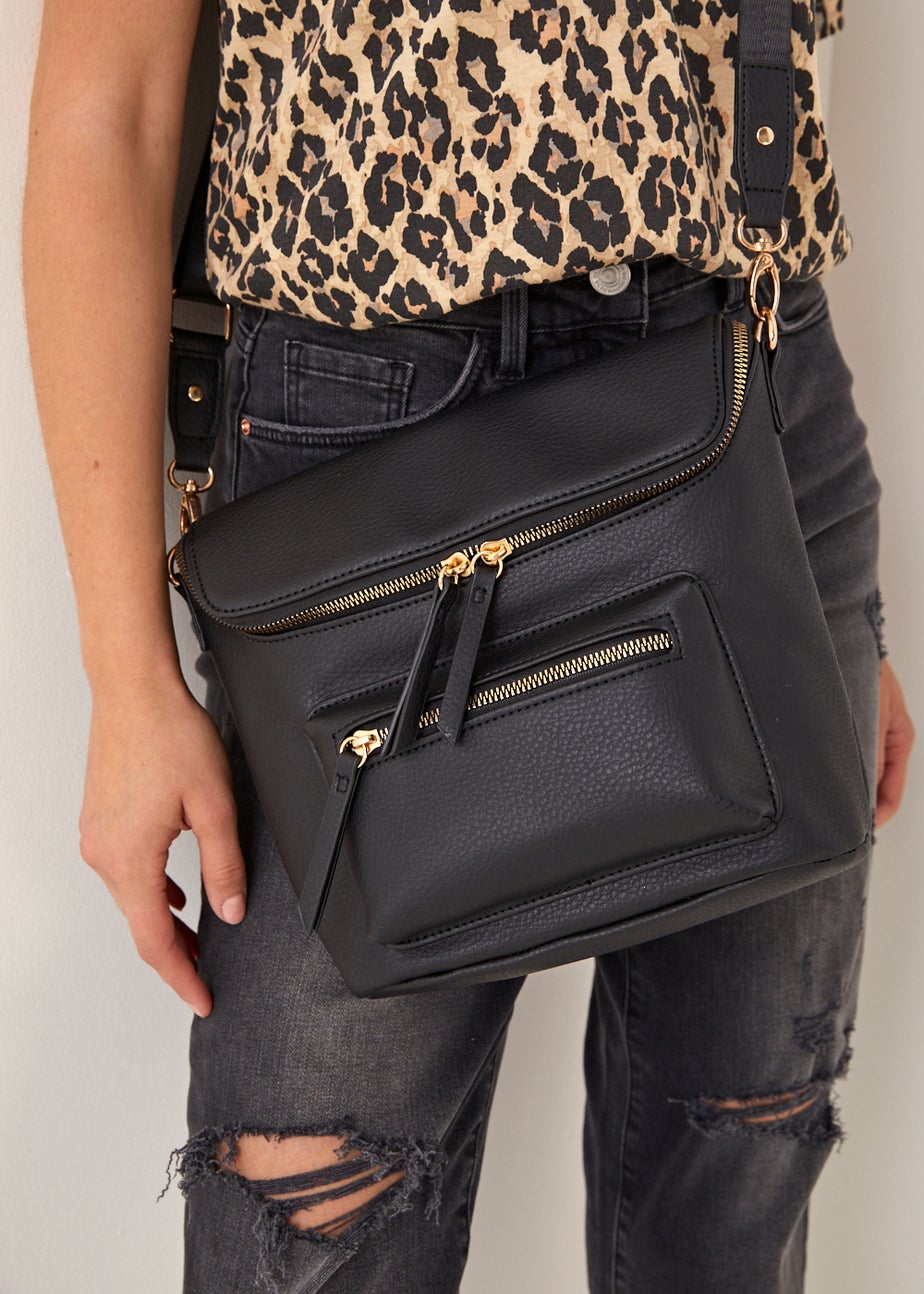Black Messenger Crossbody Bag