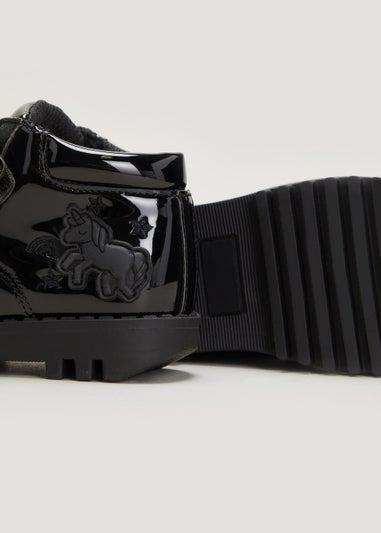 Girls Black Patent Unicorn Boots (Younger 4-12)
