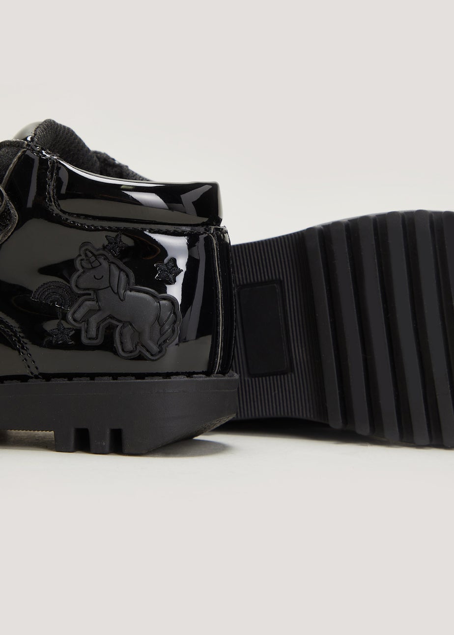 Girls Black Patent Unicorn Boots (Younger 4-12)