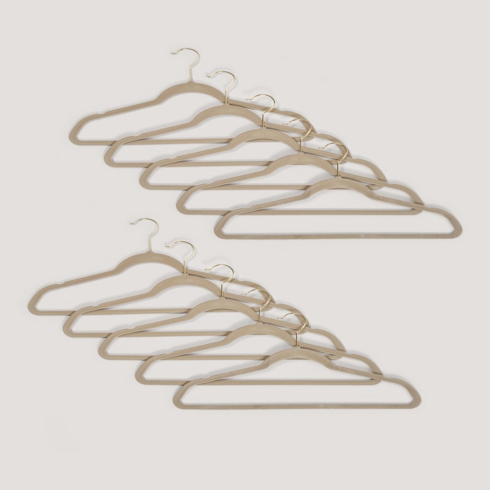10 Pack Beige Velour Hangers