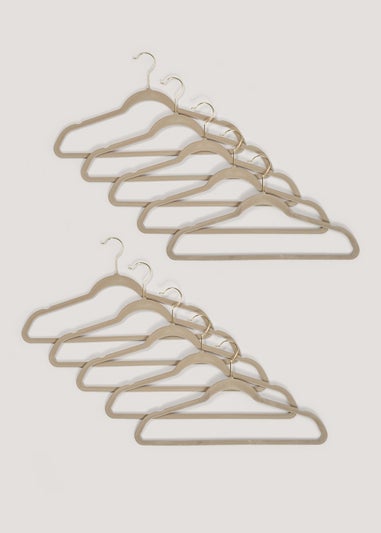10 Pack Beige Velour Hangers