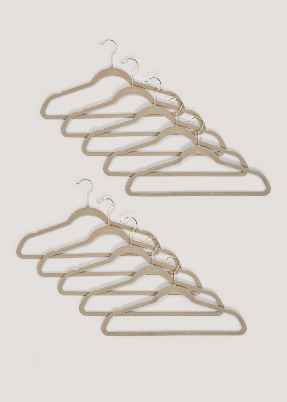 10 Pack Beige Velour Hangers