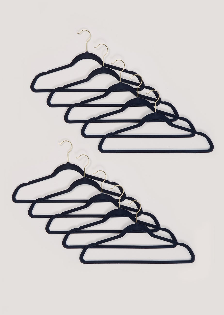 10 Pack Navy Velour Hangers (45cm x 24cm)