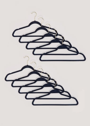 10 Pack Navy Velour Hangers (45cm x 24cm)