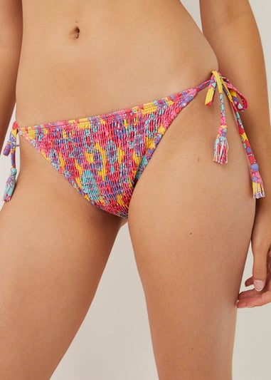 Floral 70s Shirred Bikini Bottoms