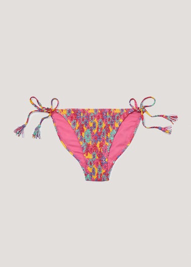 Floral 70s Shirred Bikini Bottoms