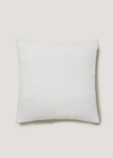 White Ribbed Waffle Cushion (55cm x 55cm)
