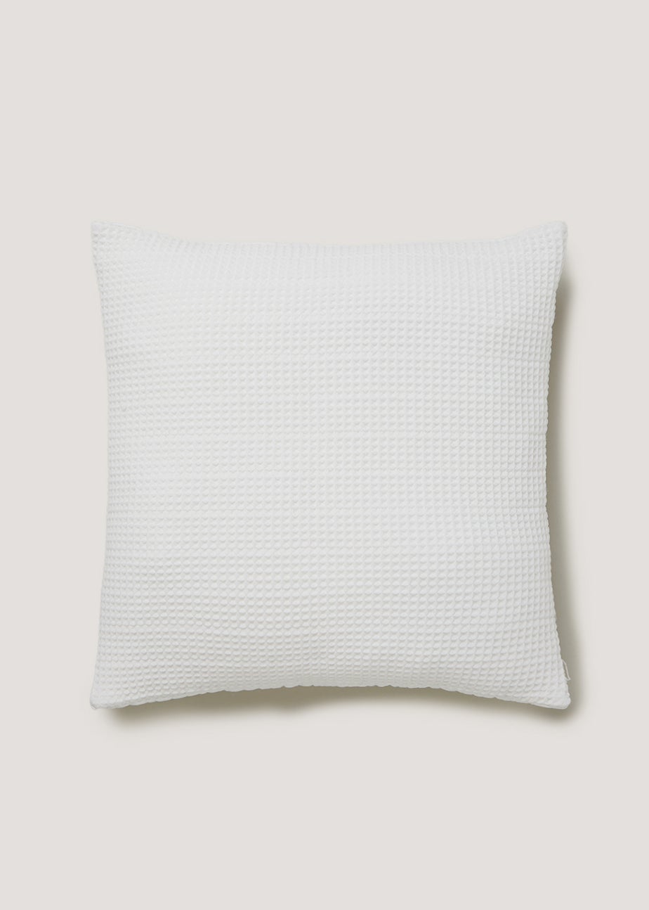 White Ribbed Waffle Cushion (55cm x 55cm)